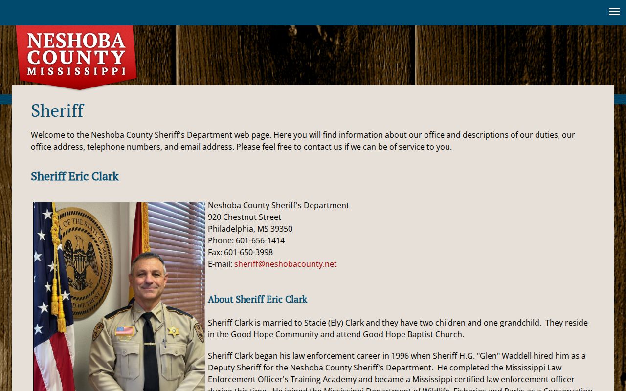 Neshoba County Sheriff official source for booking and jail records