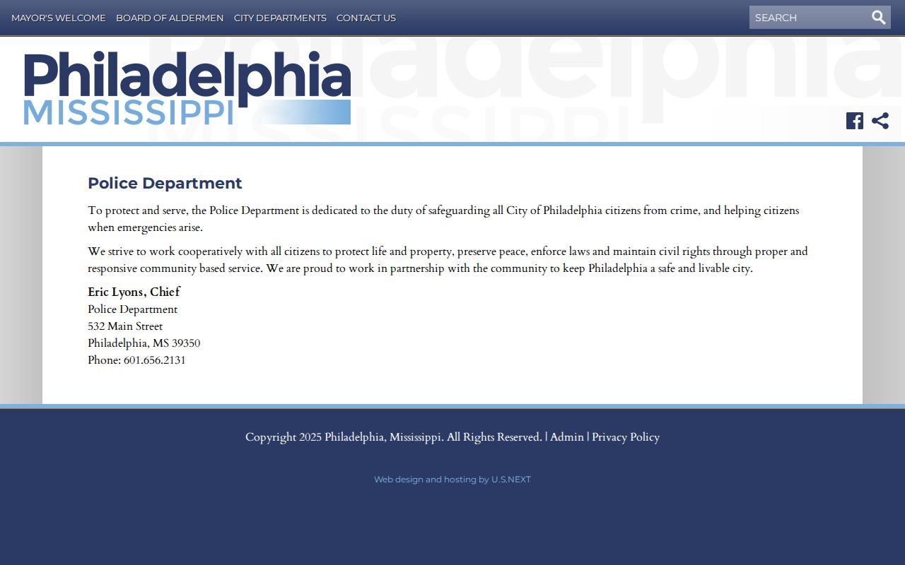 Neshoba County Philadelphia Police Department records contact page